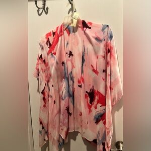Lightweight Pink Abstract Print Kimono Tunic